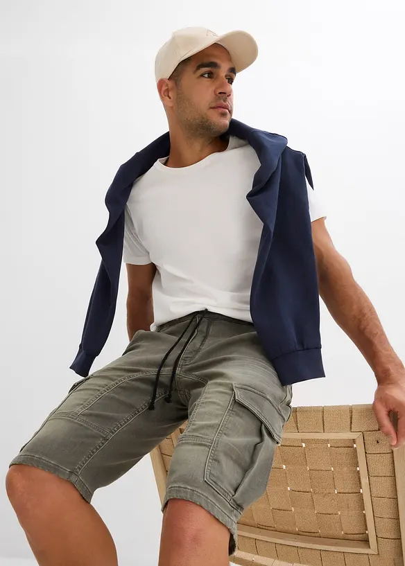 Bermuda en molleton aspect jean, Regular, bonprix
