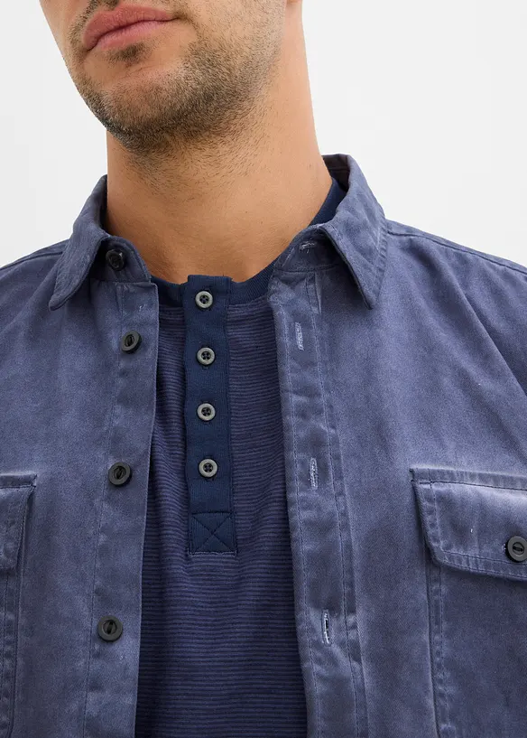 T-shirt à col Henley, 100% coton, bonprix