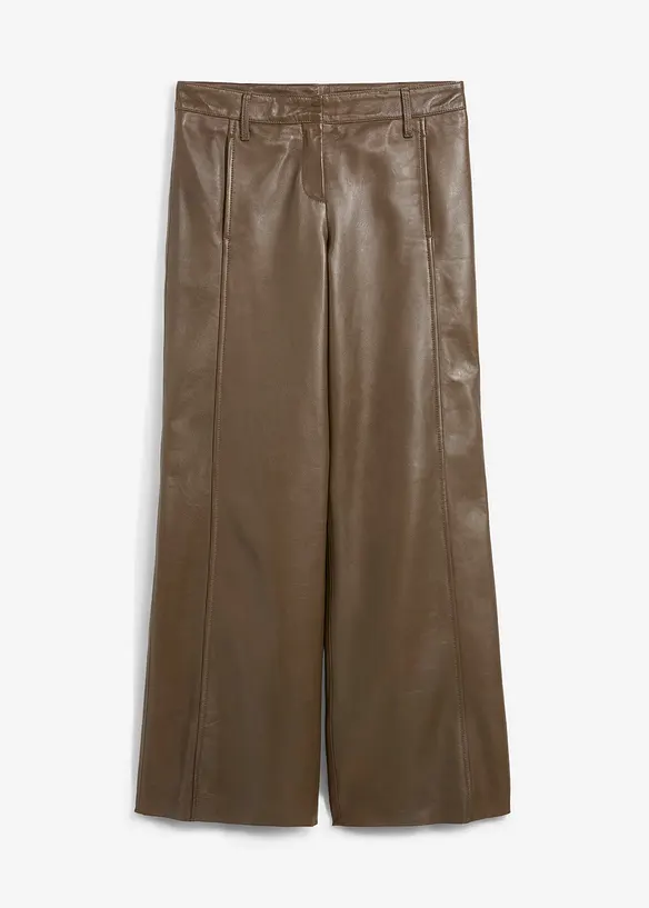 Pantalon large en cuir d’agneau nappa, bonprix