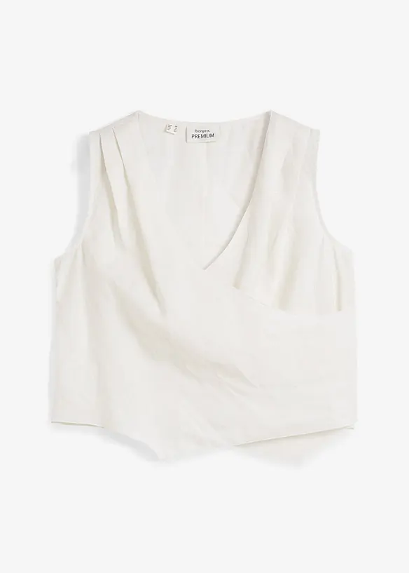 Blouse sans manches 100 % lin à encolure croisée, bonprix
