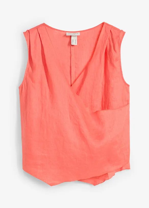 Blouse sans manches 100 % lin à encolure croisée, bonprix