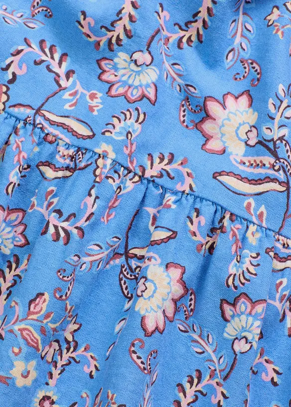 Robe imprimée à fines bretelles en lin mélangé, bonprix