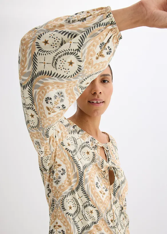 bedrucktes Kaftan-Kleid aus fließender Viskose, bonprix