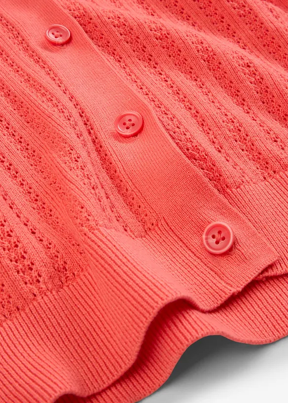 Ajour-Strickjacke mit Leinenanteil, bonprix
