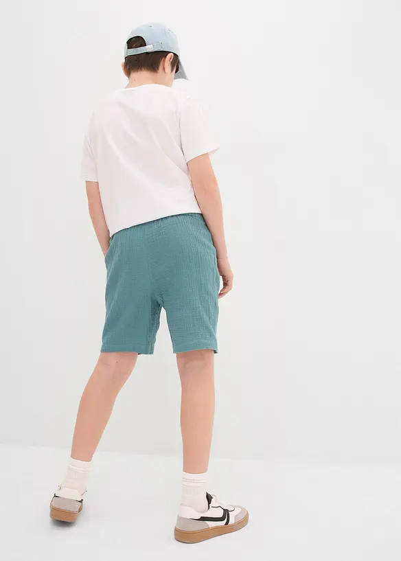 Short ample à taille élastiquée en gaze de coton légère, bonprix