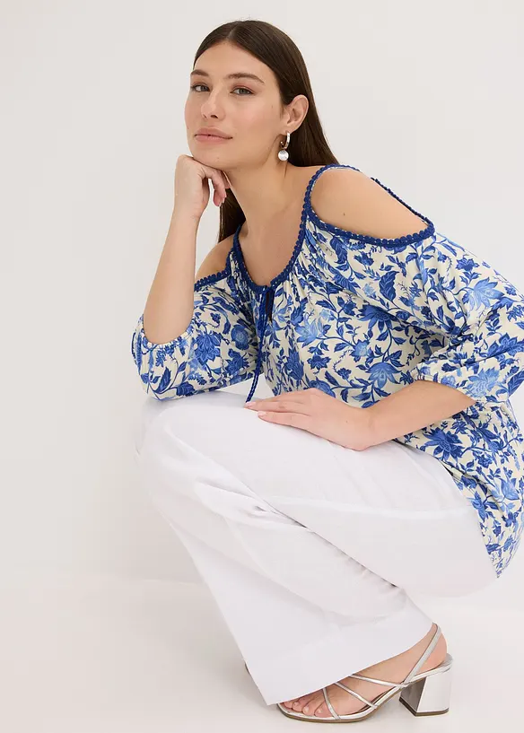 Haut en viscose avec bordure en dentelle, bonprix