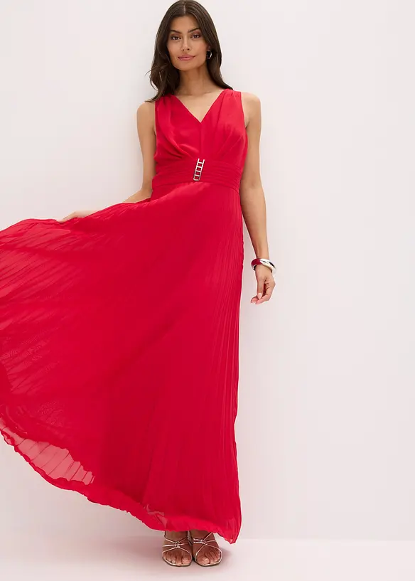 Chiffonkleid mit Plisseé-Rock und Accessoire-Schnalle, bonprix