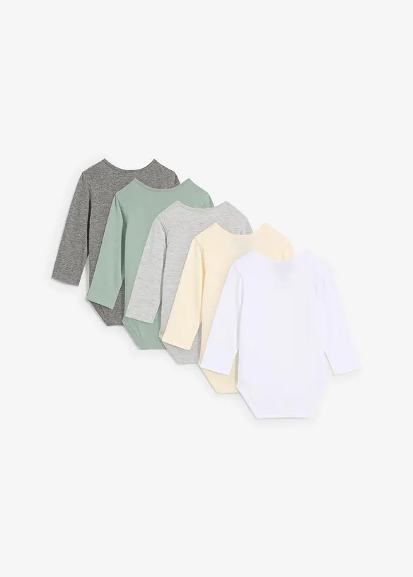 Lot de 5 bodies bébé manches longues, bonprix