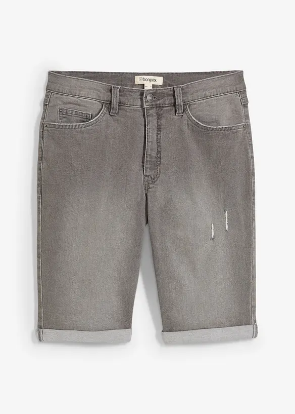 Bermuda en jean extensible, base retroussée, regular, bonprix