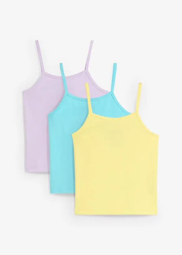 Lot de 3 tops à fines bretelles 100% coton, bonprix