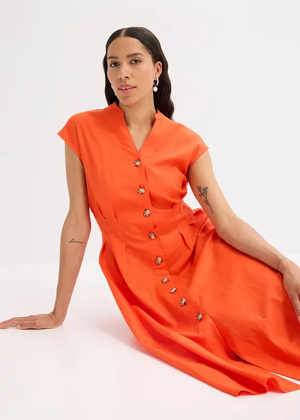 Midikleid aus leichtem Leinen-Mix, bonprix