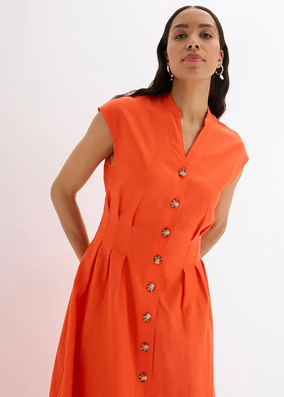 Midikleid aus leichtem Leinen-Mix, bonprix