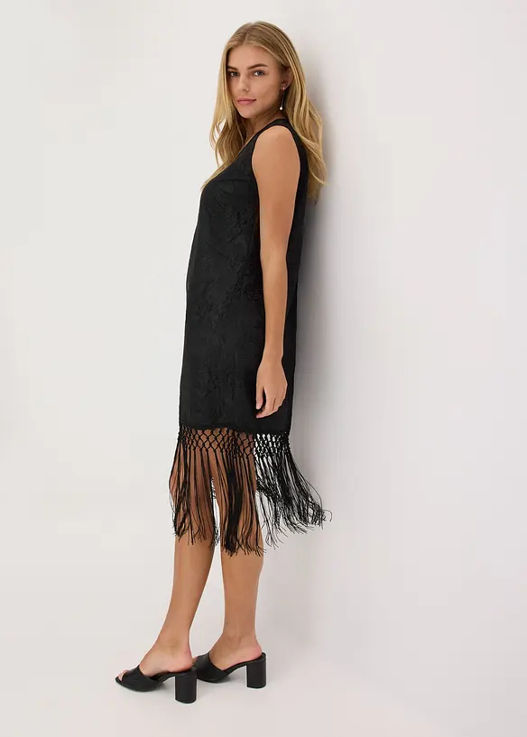 Robe courte à franges, bonprix