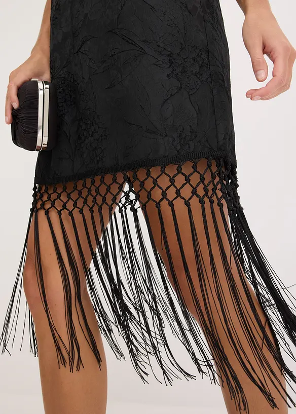 Robe courte à franges, bonprix