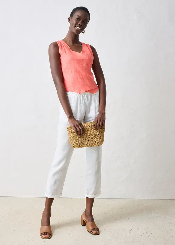Blouse sans manches 100 % lin à encolure croisée, bonprix