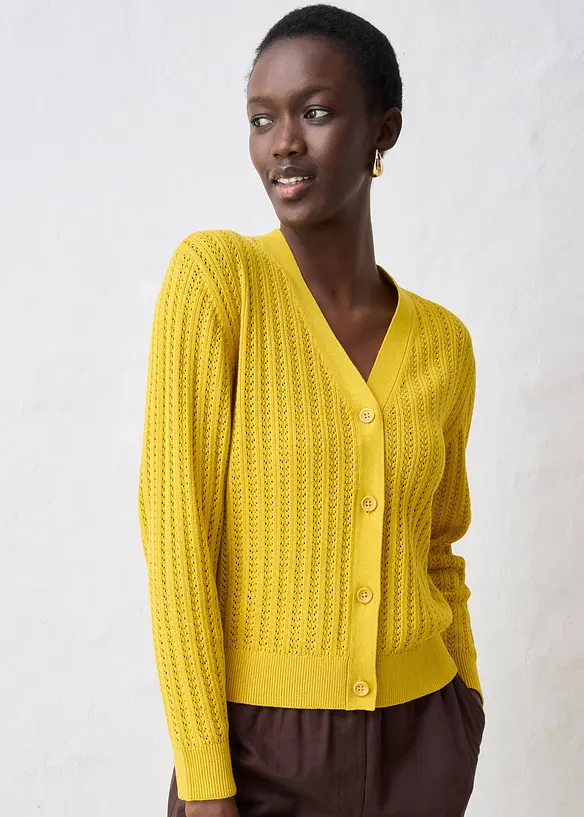 Gilet en maille ajourée avec lin, bonprix