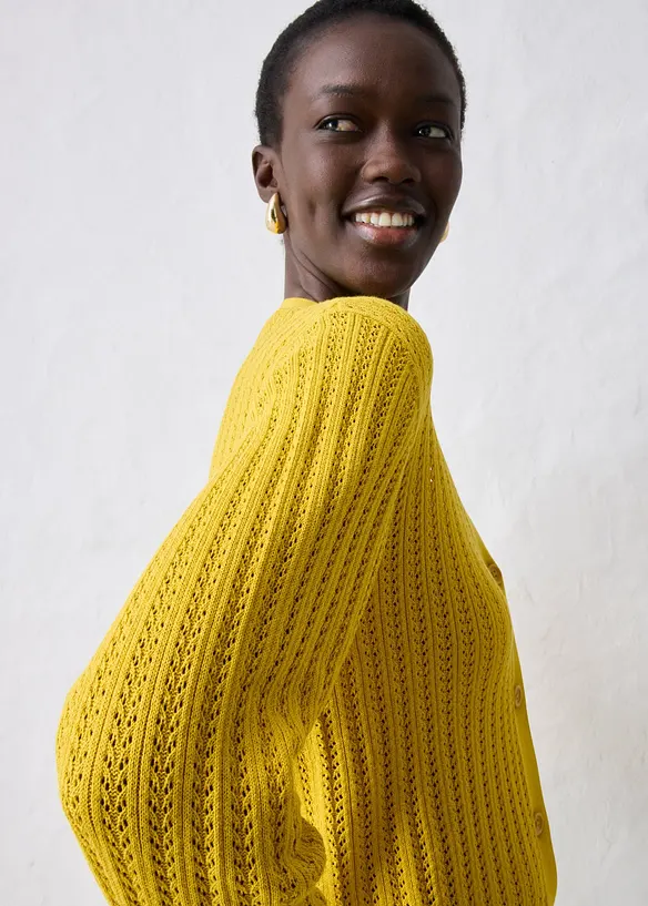 Gilet en maille ajourée avec lin, bonprix