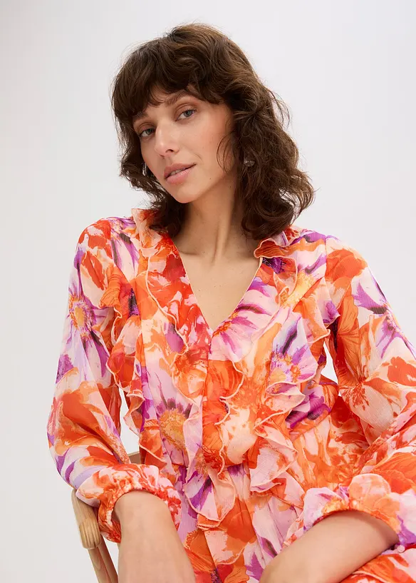 Chiffonkleid mit Volants, bonprix