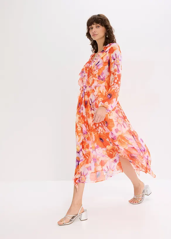Chiffonkleid mit Volants, bonprix