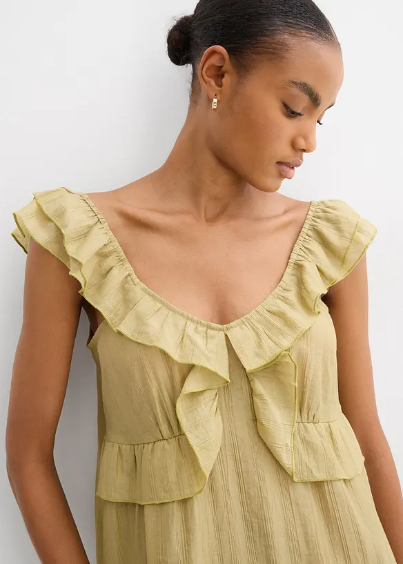 Transparentes Minikleid mit Volants, bonprix