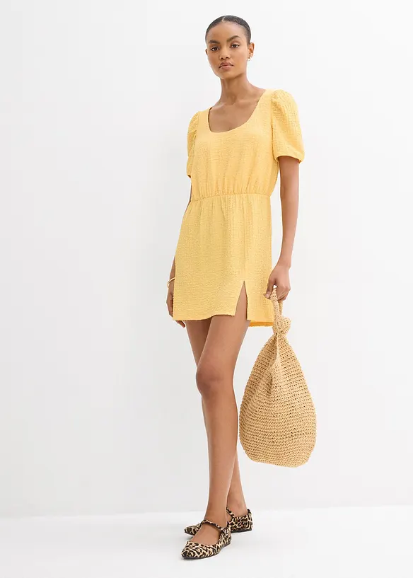 Robe en jersey crêpe texturé, bonprix