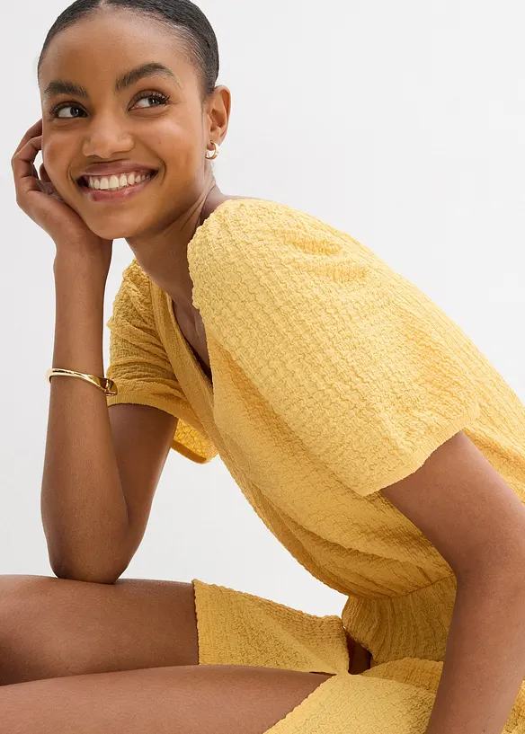 Robe en jersey crêpe texturé, bonprix