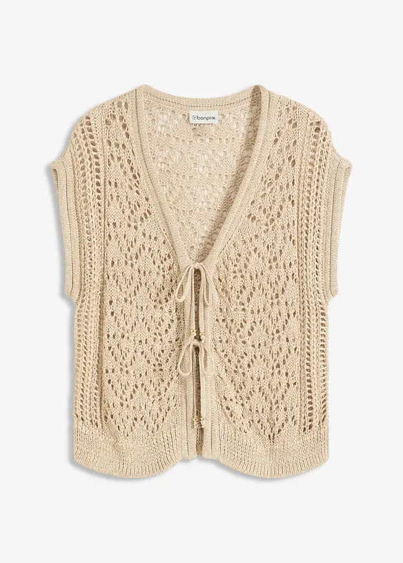 Gilet sans manches en maille ajourée, bonprix