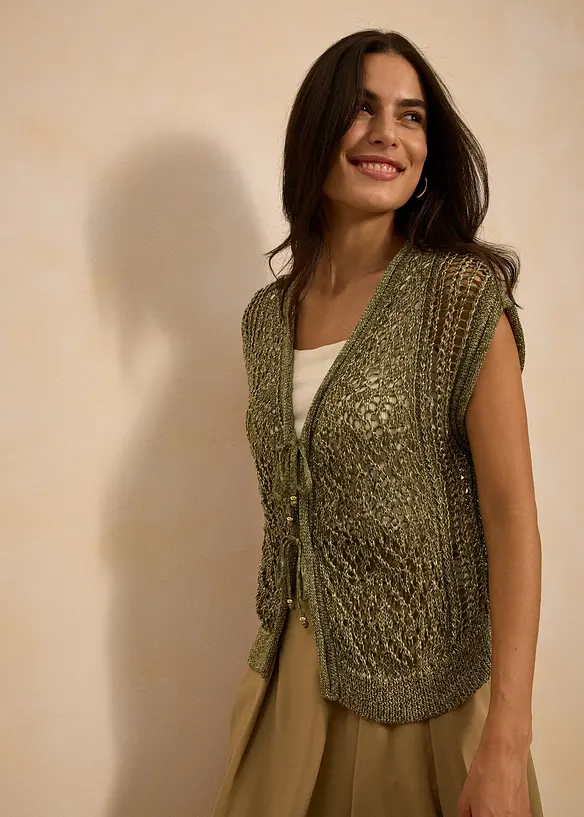 Gilet sans manches en maille ajourée, bonprix