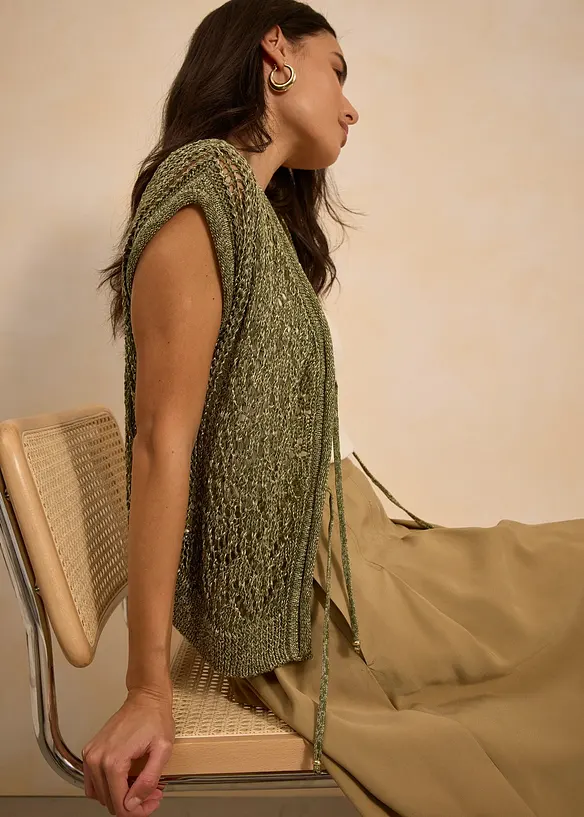 Gilet sans manches en maille ajourée, bonprix