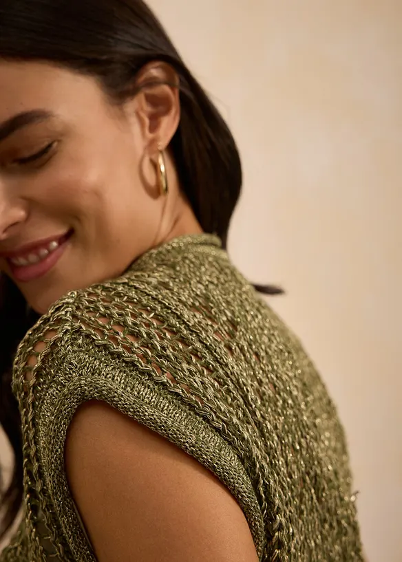 Gilet sans manches en maille ajourée, bonprix