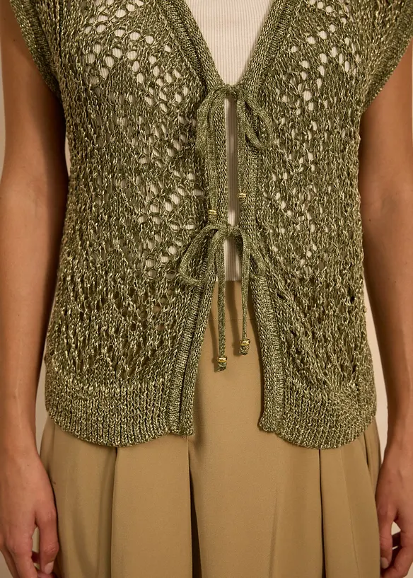 Gilet sans manches en maille ajourée, bonprix