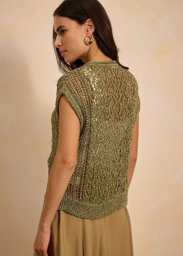 Gilet sans manches en maille ajourée, bonprix