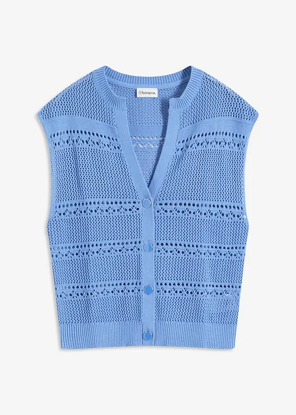 Gilet manches courtes en maille ajourée, bonprix