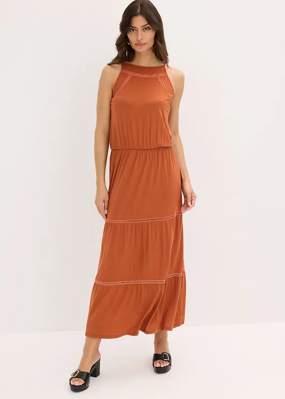 Robe longue avec empiècements au crochet, bonprix