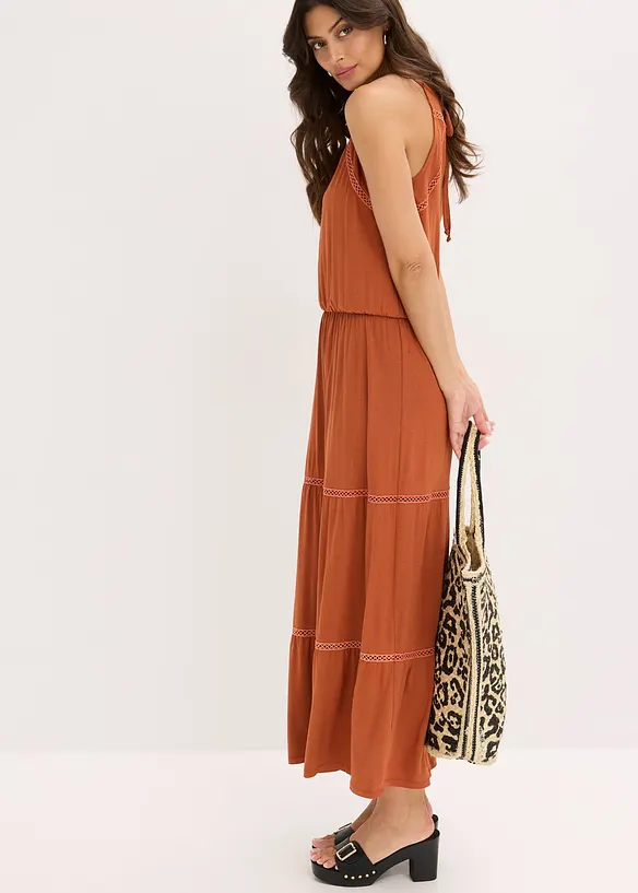 Robe longue avec empiècements au crochet, bonprix
