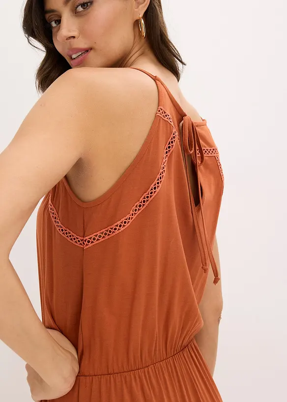 Robe longue avec empiècements au crochet, bonprix