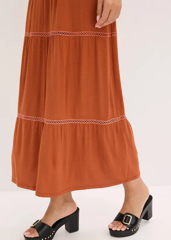 Robe longue avec empiècements au crochet, bonprix