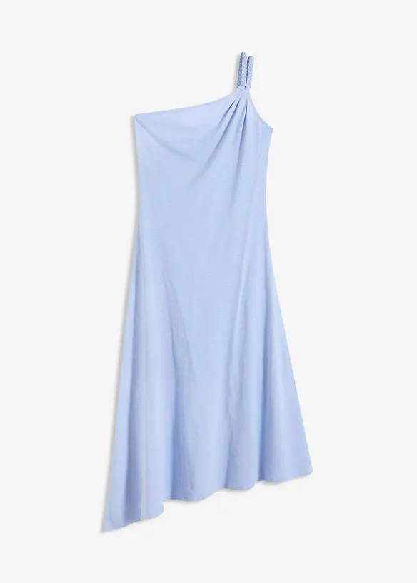 Jerseykleid mit asymmetrischem Saum und Knotendetail auf der Schulter aus Baumwolle, bonprix