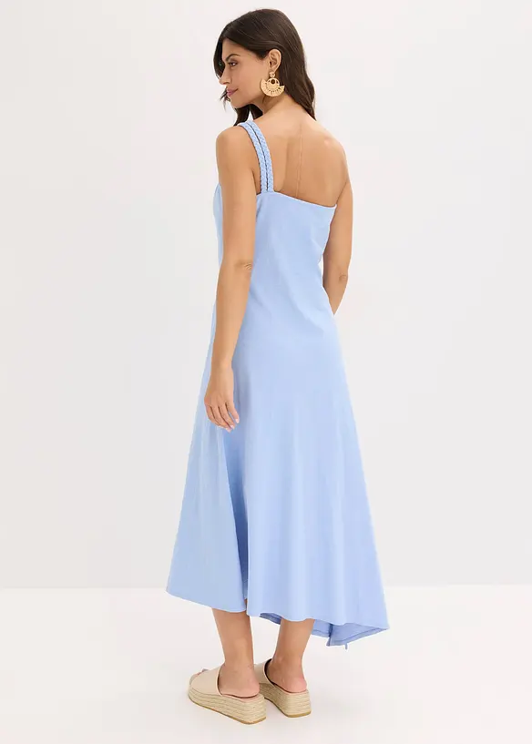Jerseykleid mit asymmetrischem Saum und Knotendetail auf der Schulter aus Baumwolle, bonprix