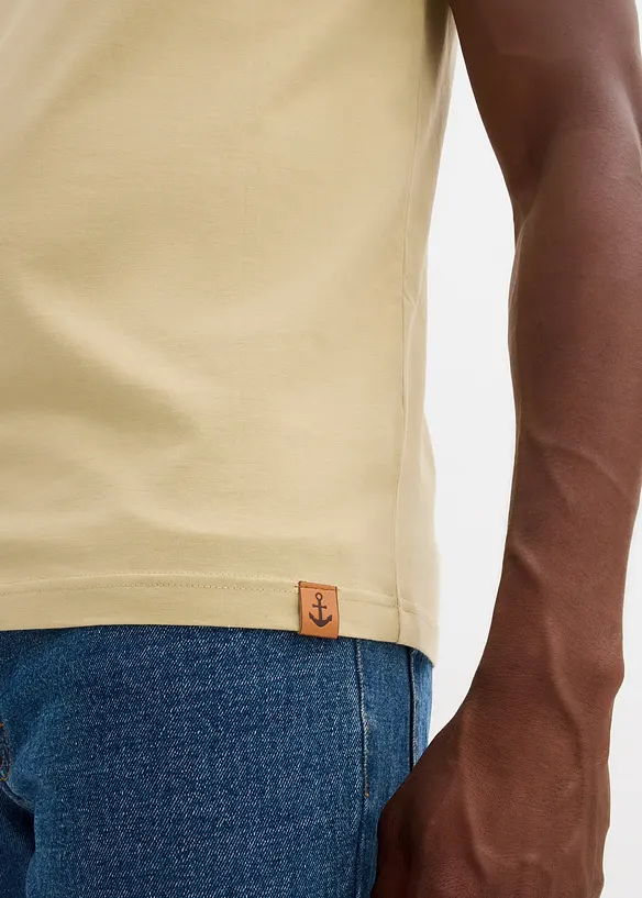 T-shirt col tunisien, 100% coton, bonprix