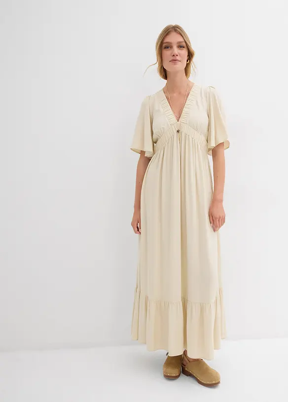 Maxi-Stufenkleid aus fließender Viskose, bonprix