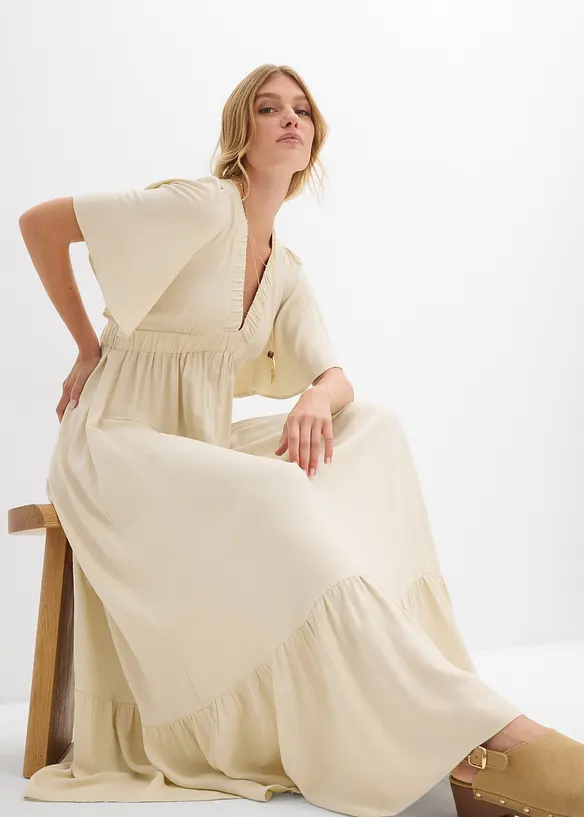 Maxi-Stufenkleid aus fließender Viskose, bonprix