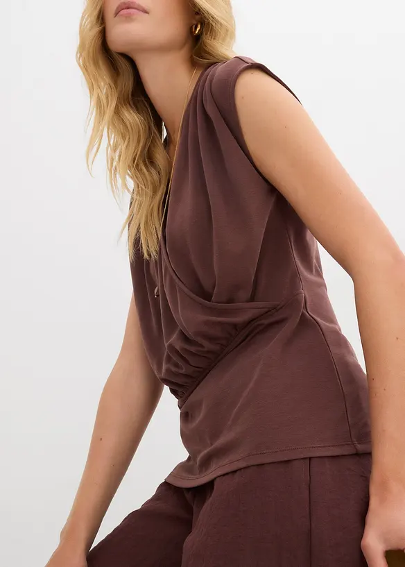 T-shirt cache-cœur en viscose mélangée, bonprix