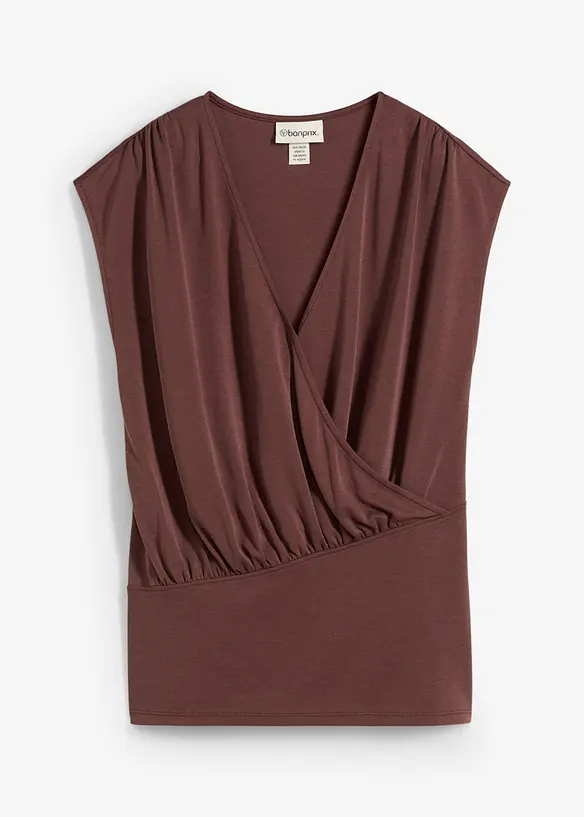 T-shirt cache-cœur en viscose mélangée, bonprix