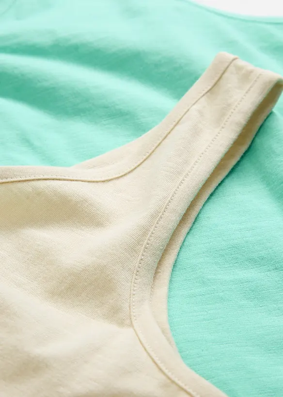 Lot de 2 débardeurs 100% coton, bonprix