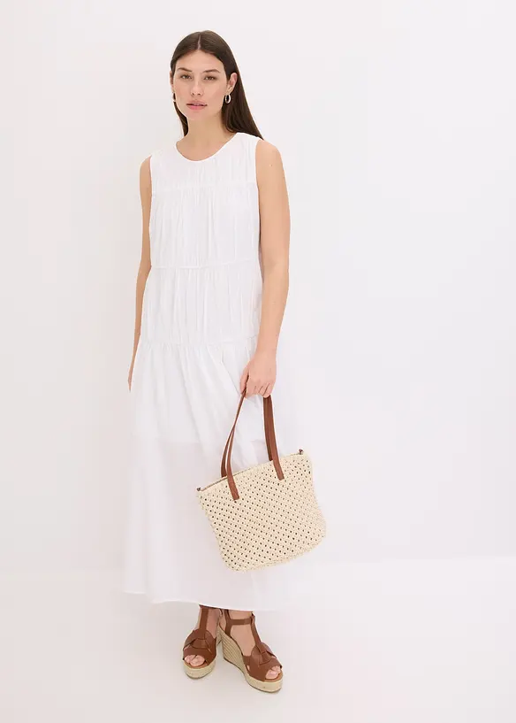Maxikleid mit Raffungen aus Baumwolle, bonprix