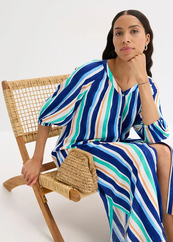 Robe caftan rayée en viscose texturée, bonprix