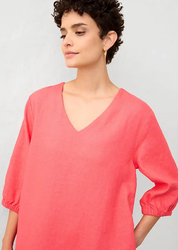 Robe 100 % lin, manches 3/4, bonprix