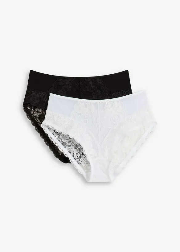 Lot de 2 slips Maxi avec dentelle, bonprix