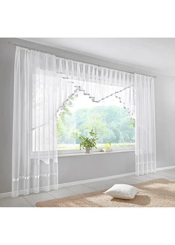 Vitrage avec ruban de satin et polyester, bonprix